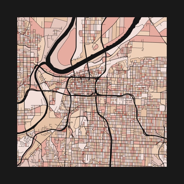 Kansas City Map Pattern in Soft Pink Pastels by PatternMaps