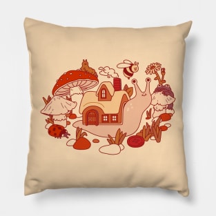 Snail's Cozy Cottage Pillow