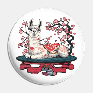 Languid Llama Japanese Art Print Pin