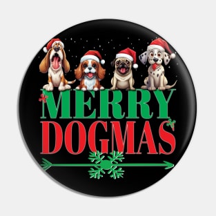 Christmas Dogs With Santa Hat Merry Dogmas Xmas Puppies Dog Pin