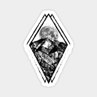 Mountain Moon Geometric Design by RAD! (Black) Magnet