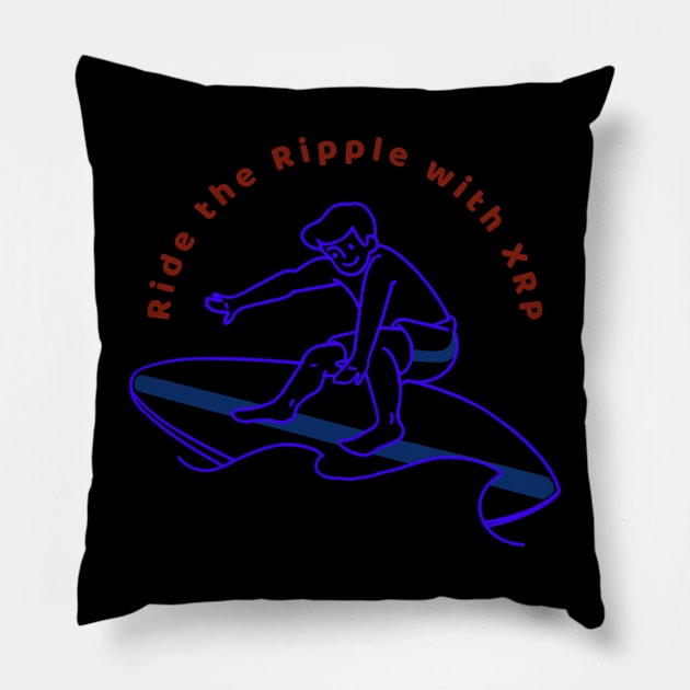 Ride the Ripple with XRP Pillow by Tshirtguy