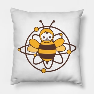 happy smile atomic bee funny character Pillow