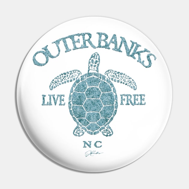 Outer Banks, NC, Live Free Sea Turtle Pin by jcombs