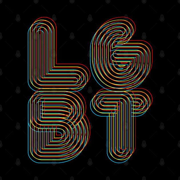 LGBT 70s Retro Style 3D Rainbow Outline Design by DankFutura