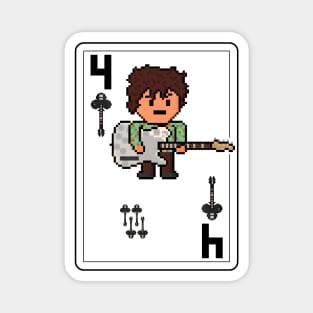 Pixelrockstars Four of Clubs Playing Card Magnet