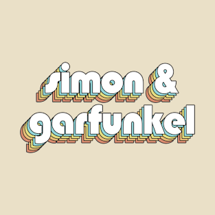 Simon And Garfunkel - Retro Rainbow Typography Faded Style T-Shirt