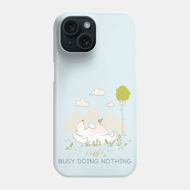 Busy doing nothing - Polar bear dreaming - Pastel whimsical art Phone Case by Alice_creates