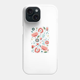 Folk Art Florals in Mint Phone Case