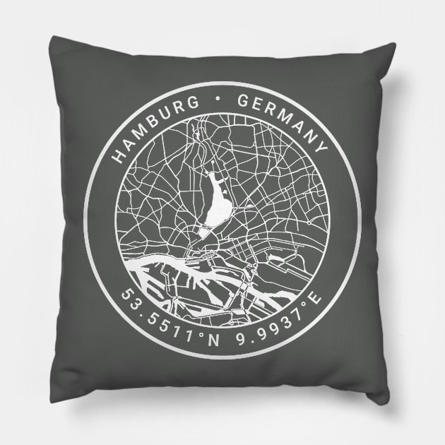 Hamburg Map Pillow by Ryan-Cox