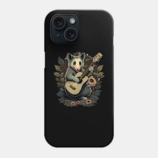 Opossum live laugh love with guitar Phone Case