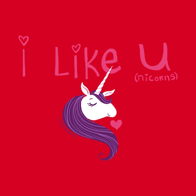 I like you Unicorn gift - Valentine’s Day unicorn lovers gift by Steph Calvert Art