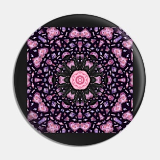 Crystal Hearts and Flowers Valentines Kaleidoscope pattern (Seamless) 15 Pin