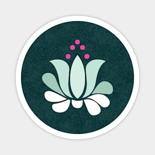 luminous lotus flowers in mint green on dark teal Magnet