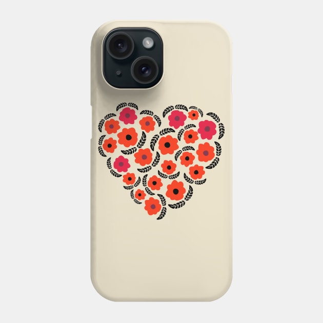 Flowers and Feathers Heart Phone Case by PatrioTEEism