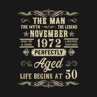 50th Birthday The Man Myth Legend November 1972 T-Shirt