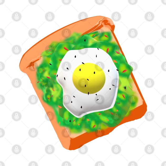 Avocado Toast with Egg (White Background) by Art By LM Designs 