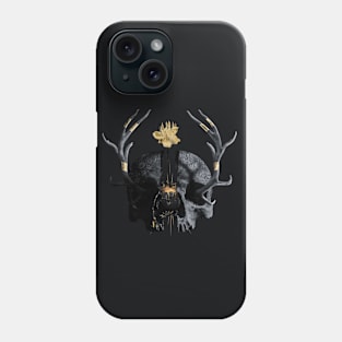 Broken skull with a gold flower Phone Case