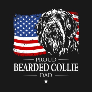 Proud Bearded Collie Dad American Flag patriotic gift dog T-Shirt