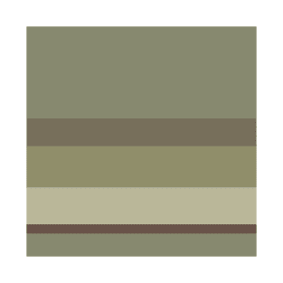 A well-made composition of Purplish Brown, Grey Brown, Camouflage Green, Sage and Brown Grey stripes. T-Shirt