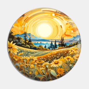 Countryside Concept Abstract Colorful Scenery Painting Pin