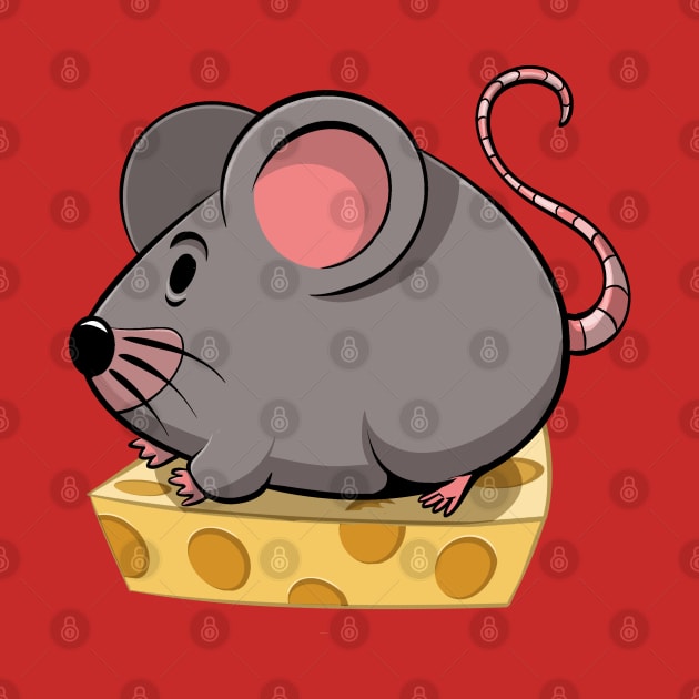 Little Mouse on Cheese by Black Tee Inc