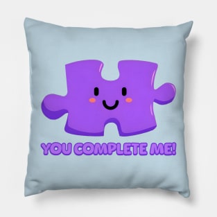 You Complete Me! Cute Purple Puzzle Piece Cartoon Pillow