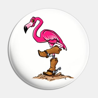 Flamingo in Cowboy Boots Pin