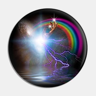 Galaxy and rainbow Pin