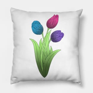 Tulip Flower Spring Polka Dots Pattern Pillow