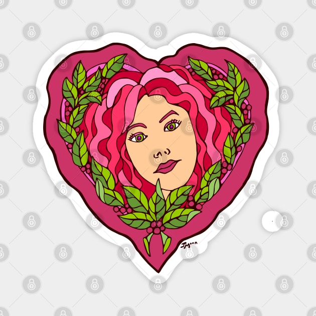 Hot Pink Valentine Berry Girl Magnet by Julia Moon