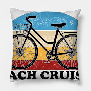 Beach Cruiser Bike Vintage Colors Pillow