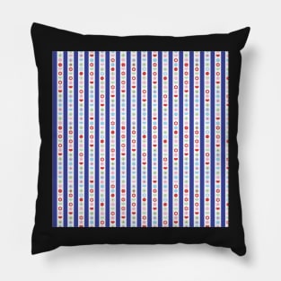 RETRO SCANDINAVIAN FLORAL STRIPES BLUE Pillow