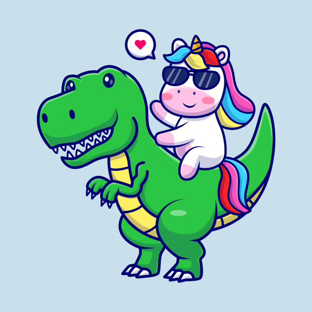 Cute Unicorn With Dino Cartoon by Catalyst Labs