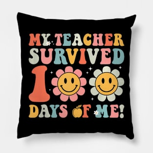 My Teacher Survived 100 Days Of Me School Groovy Pillow