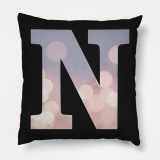 The Letter N Purple Lights Design Pillow