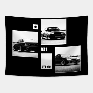 NISSAN SKYLINE GTS-R R31 Black 'N White Archive (Black Version) Tapestry