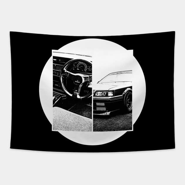 NISSAN SKYLINE GTS R31 Black 'N White 5 (Black Version) Tapestry by Cero