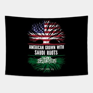 American Grown with Saudi Roots USA Flag Tapestry