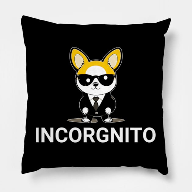 Incognito Detective Corgi Pun INCORGnito Funny Dog Lovers Puns Pillow by sarcasmandadulting