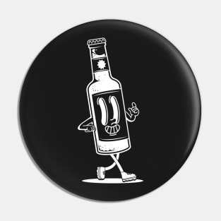 Retro Walking Glass Bottle Walking Illustration Pin