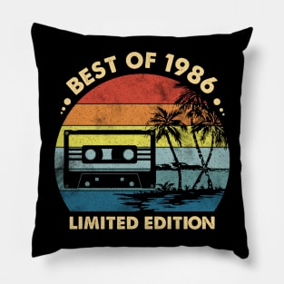 Best Of 1986 Made In 1986 37th Birthday Gift 37 Year Old Vintage Pillow