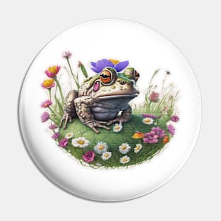 Toad in a field of flower Pin