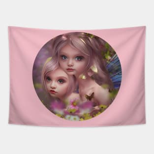 Fairy Sisters Amoungst the Flowers in the Forest Art Tapestry