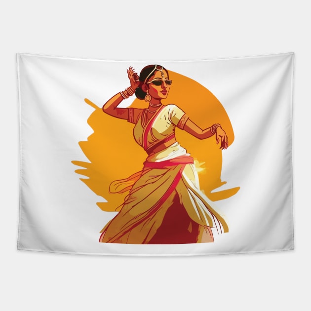 Desi Girl Swag | Brown Girl With Sunglasses Performing Bharatnatyam Tapestry by JammyPants