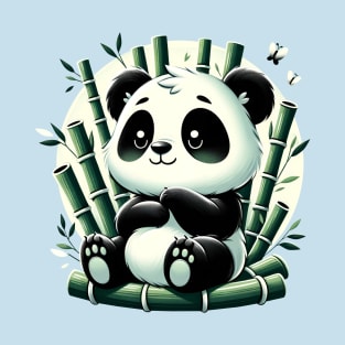 Cozy Bamboo Haven: Adorable Panda Cub T-Shirt T-Shirt