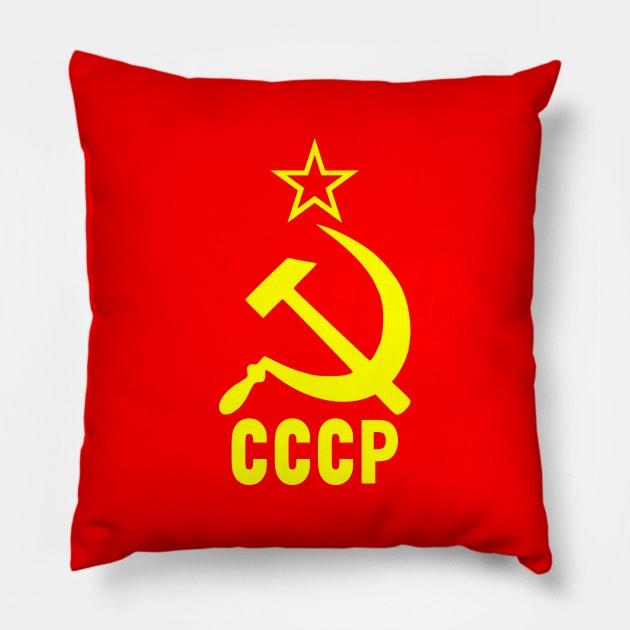 CCCP Yellow star hammer and sickle Pillow by BigTime