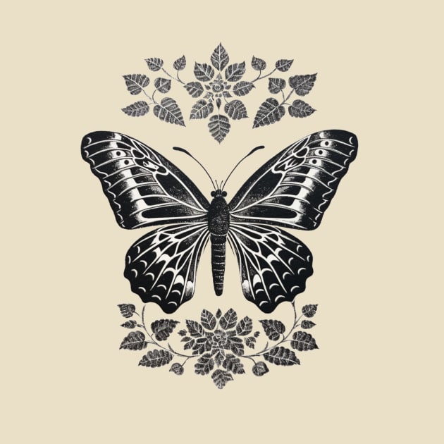 Block Print Art Butterfly by OspreyElliottDesigns