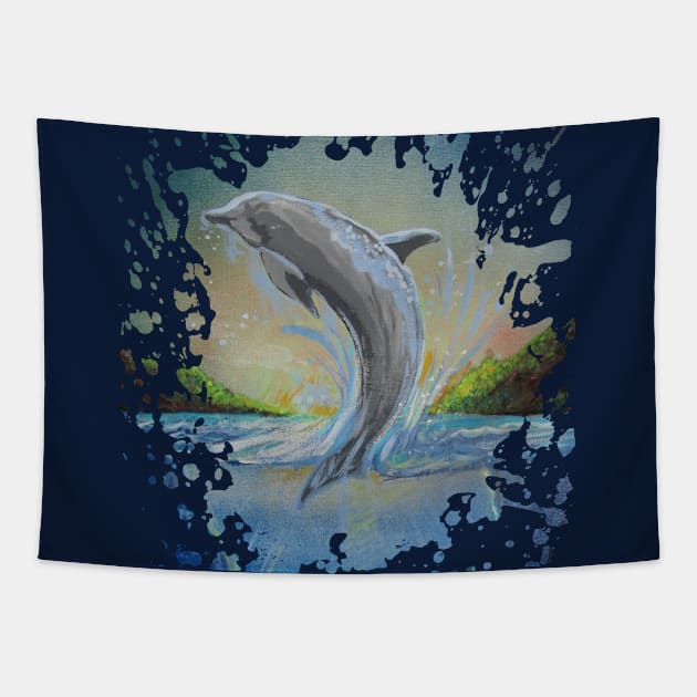 Dolphin Swim Tapestry by adamzworld