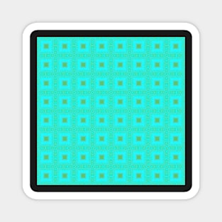 Little Blue and Green Squares. A geometric pattern in blue and green. Magnet